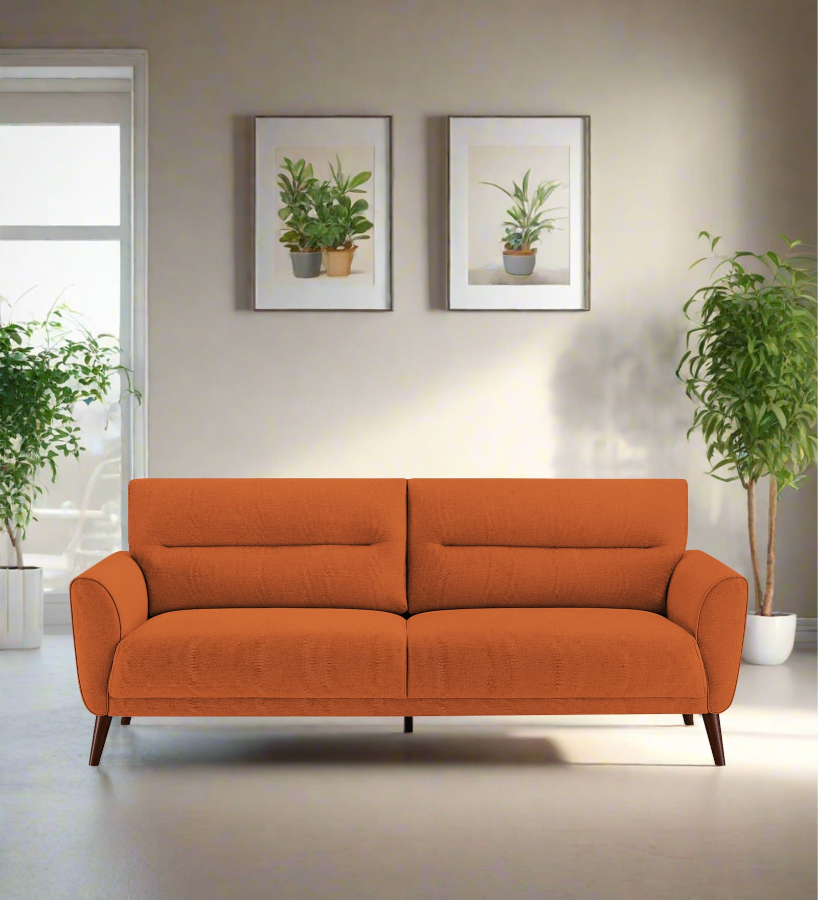 Castro Fabric 3 Seater Sofa in Vivid Orange Colour