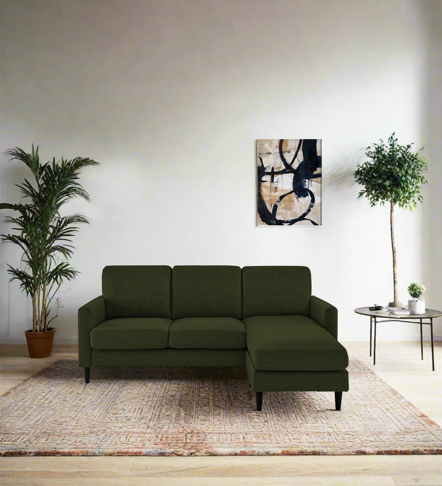 Romie  LHS  (2+Lounger) Fabric Sectional Sofa - Olive Green by Febonic Living