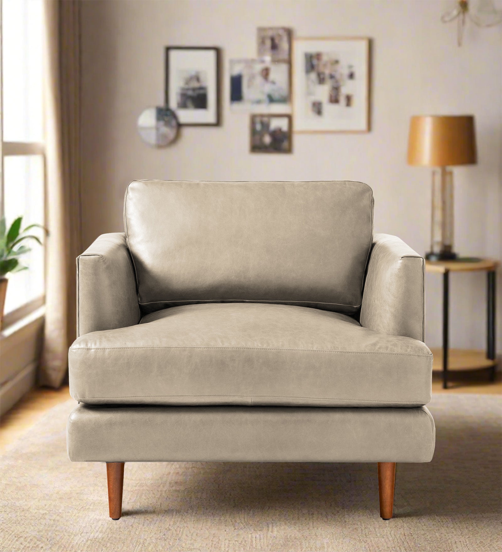 Sterio Leatherette 1 Seater Sofa In  Marble Beige Colour - Febonic Living