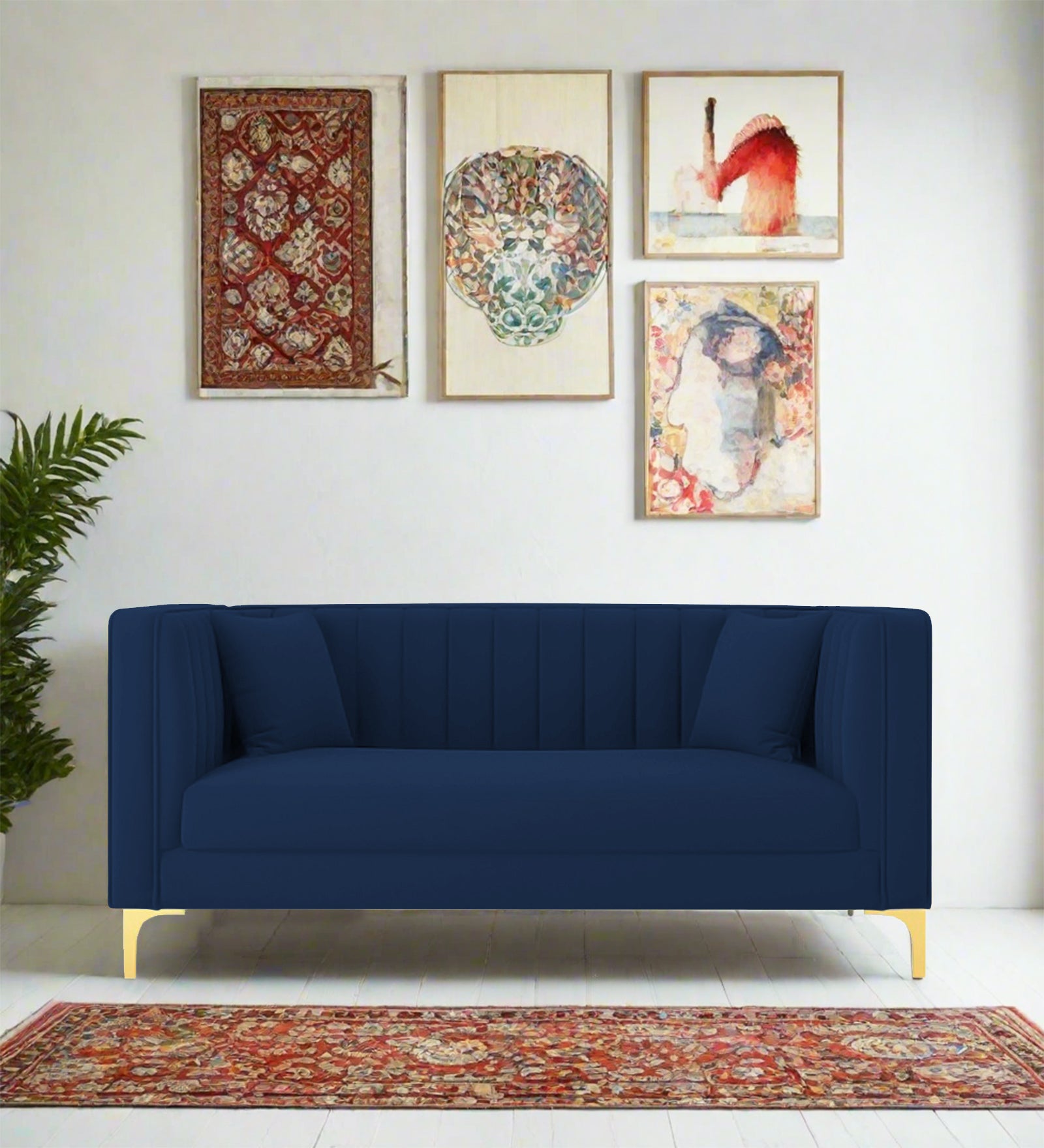 Saban Velvet 2 Seater Sofa in imperial blue Colour - Febonic Living