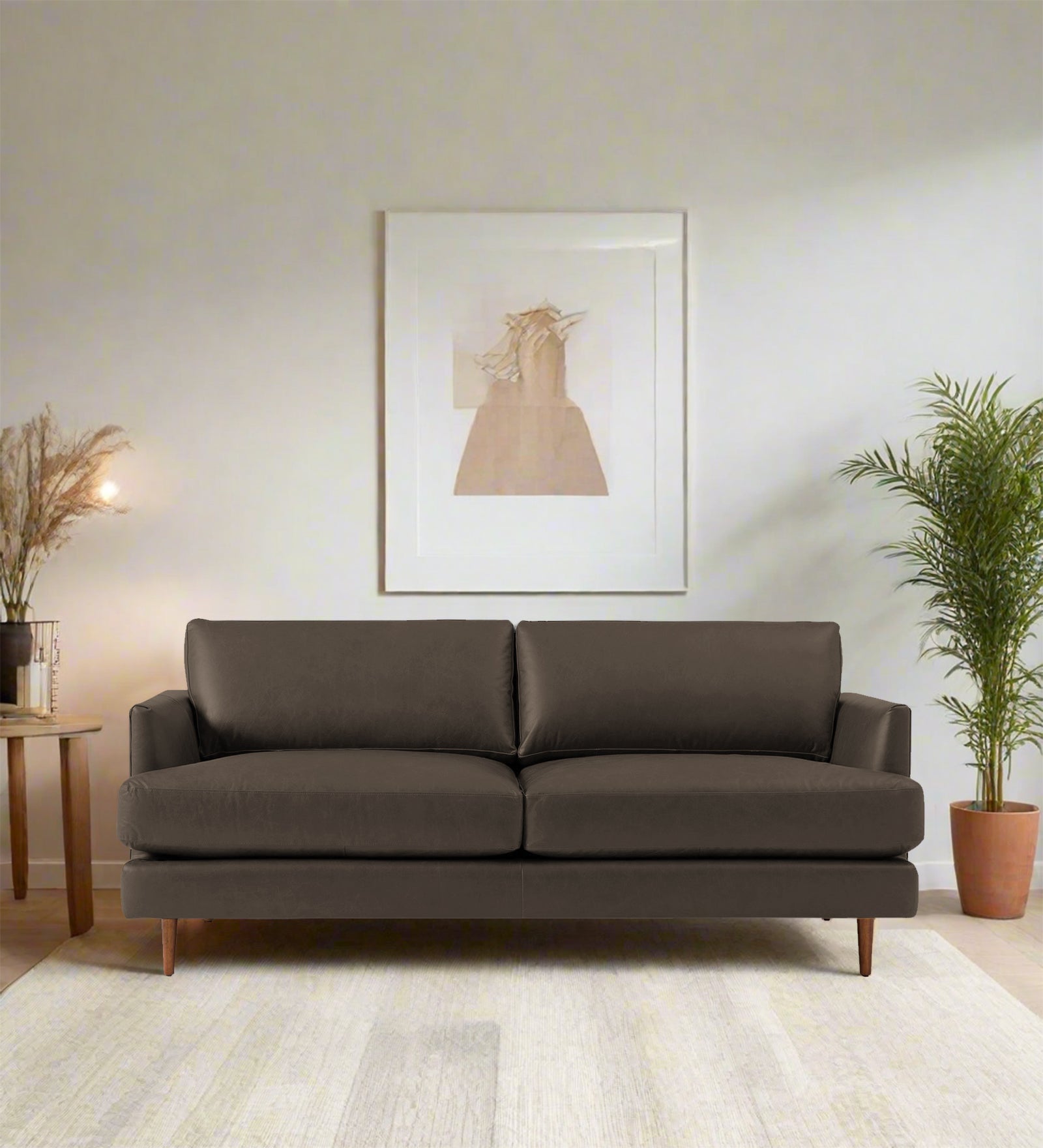 Sterio Leatherette 2 Seater Sofa In Peca Brown Colour - Febonic Living