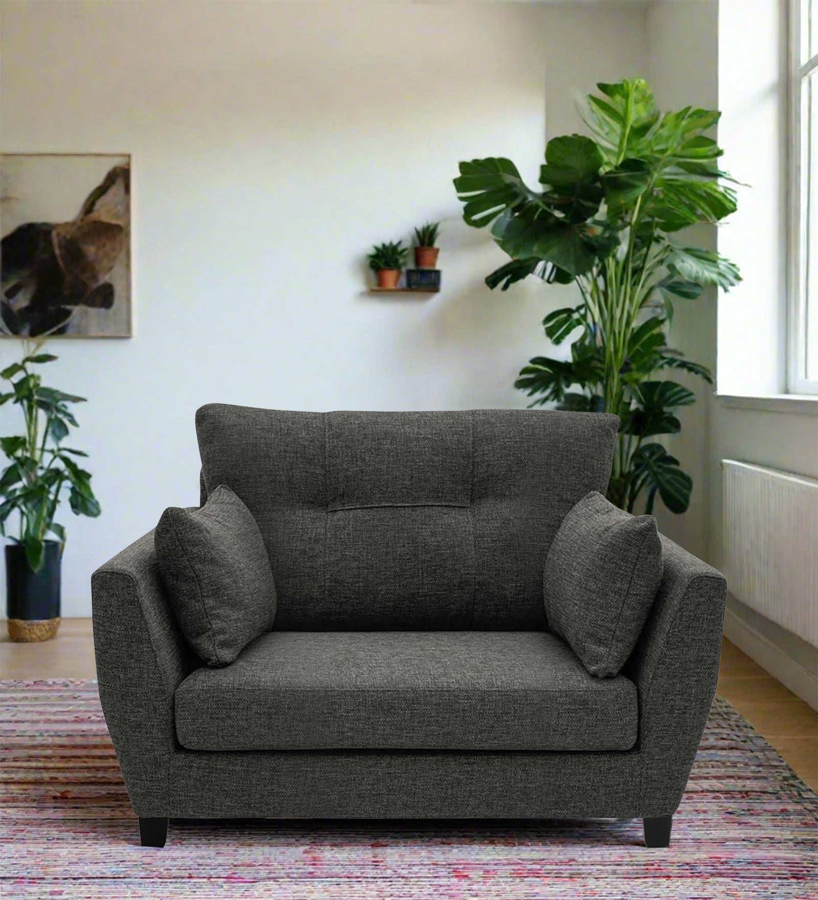 Mario Fabric 1 Seater Sofa in Charcoal Grey Colour