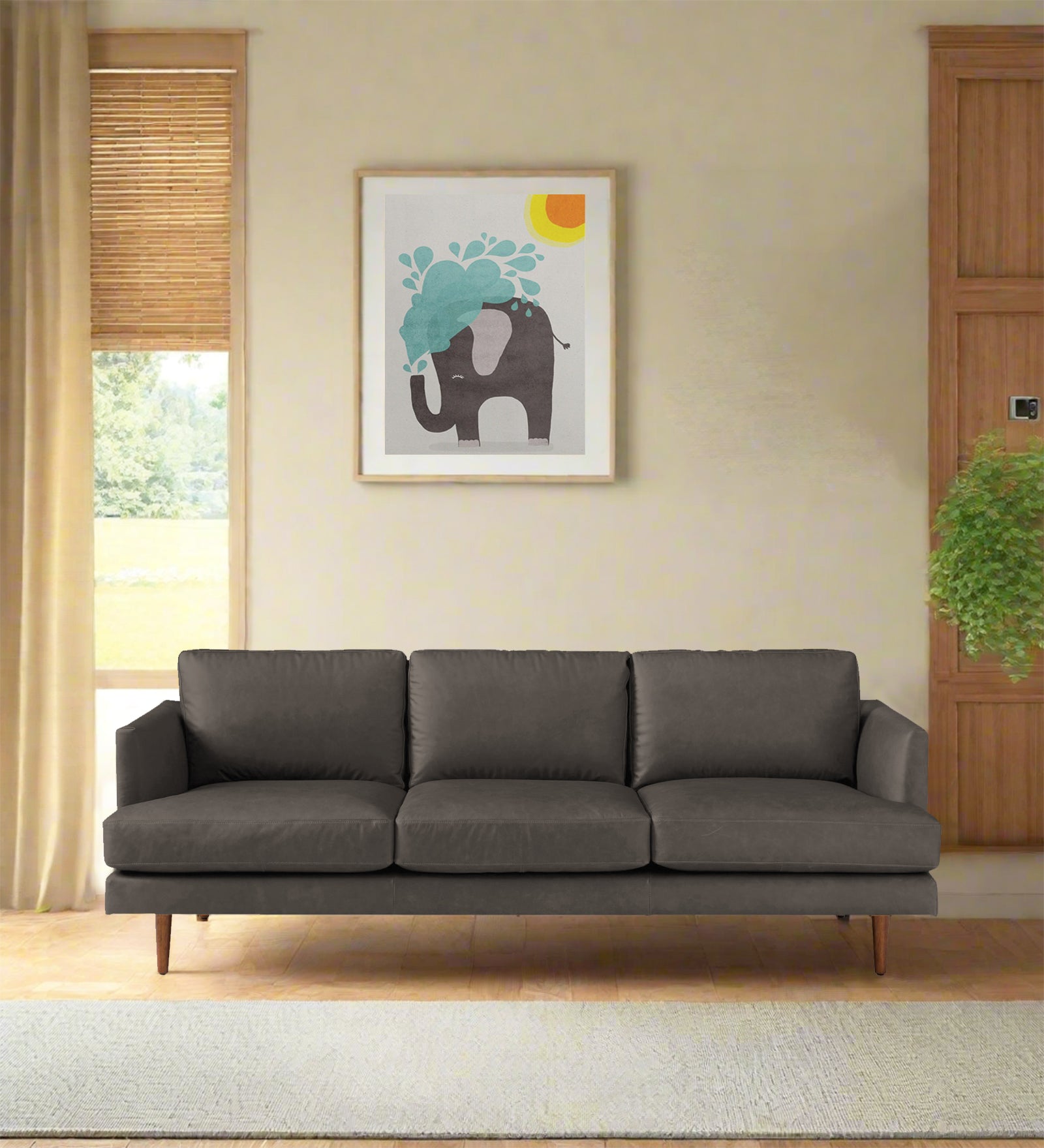 Sterio Leatherette 3 Seater Sofa in Shark Grey Colour