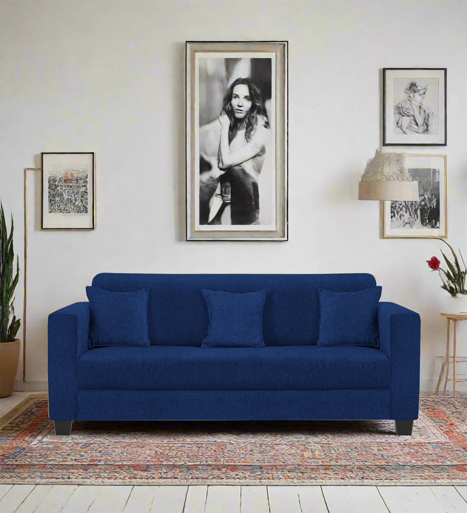 Nebula Fabric 3 Seater Sofa In Royal Blue Colour - Febonic Living