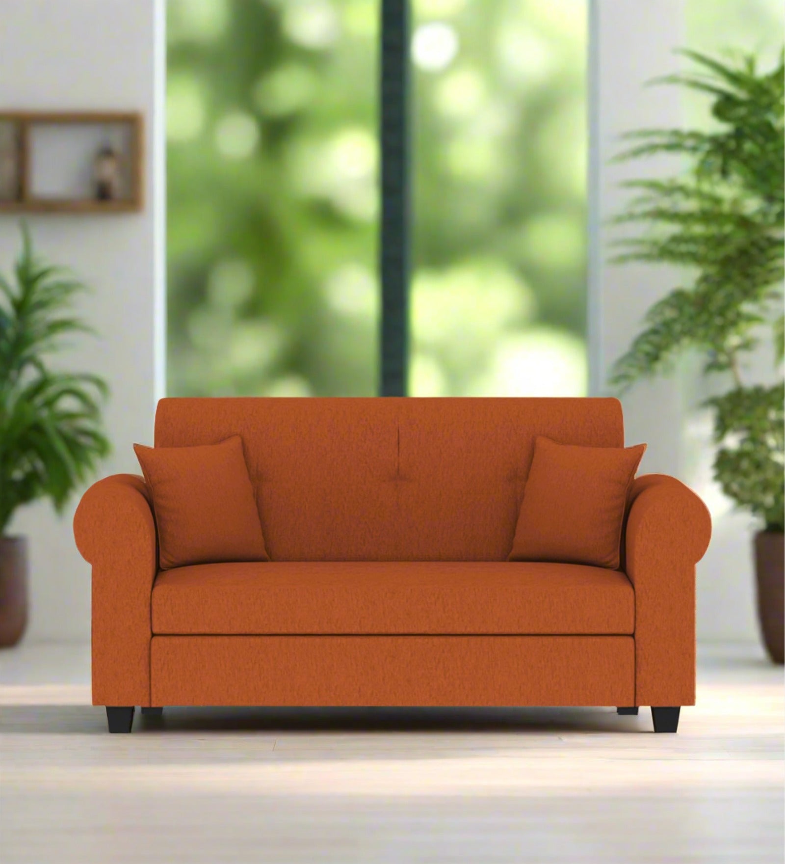 Derado Fabric 2 Seater Sofa in Vivid Orange Colour