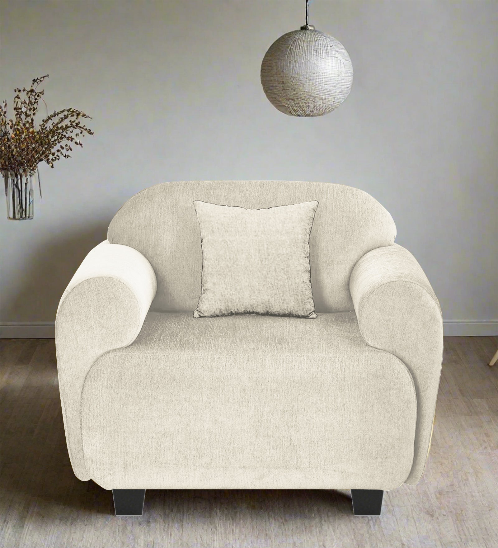 Apollo Fabric 1 Seater Sofa  Ivory Cream Colour - Febonic Living