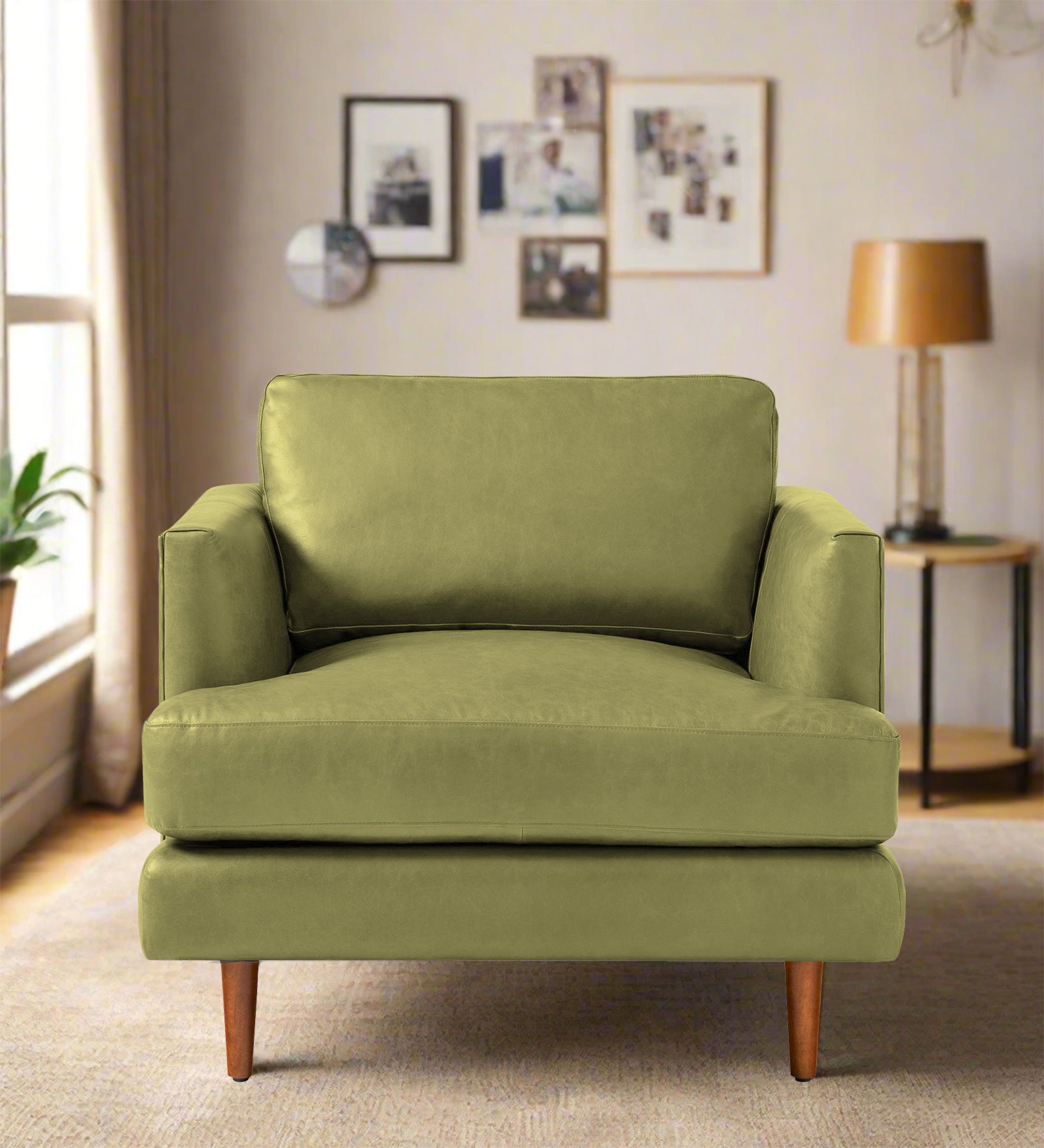 Sterio Leatherette 1 Seater Sofa In  Spring Green Colour