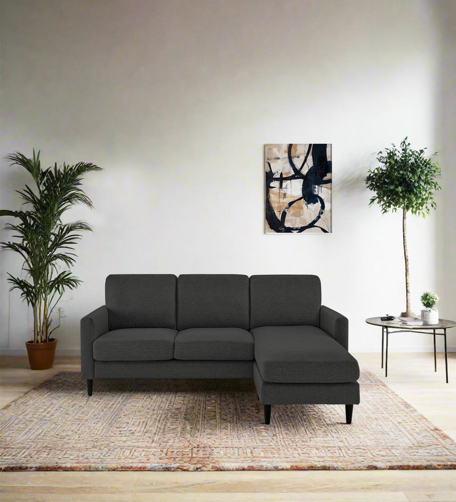 Romie  LHS  (2+Lounger) Fabric Sectional Sofa - Charcoal Grey by Febonic Living