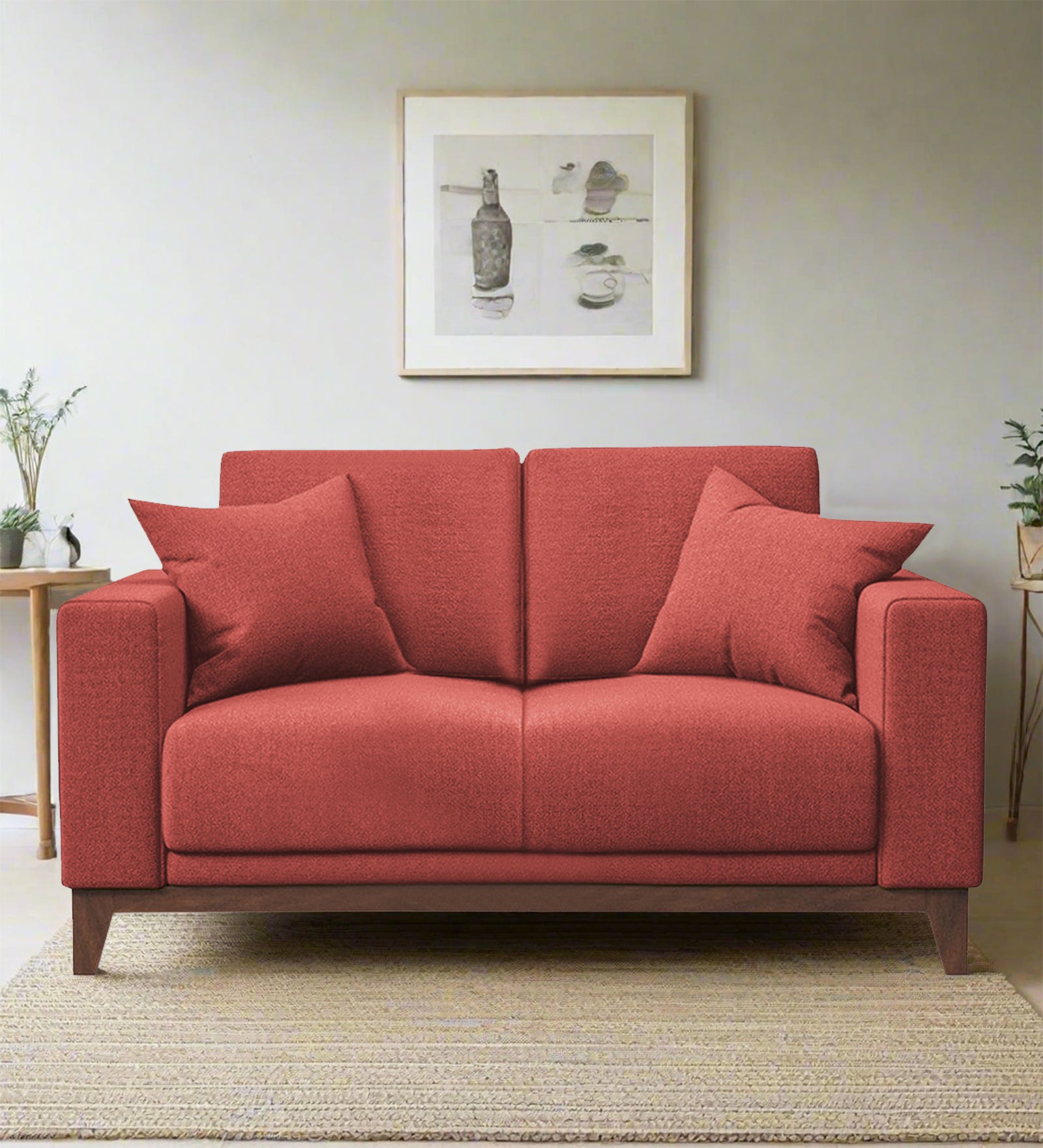 Luca Fabric 2 Seater Sofa in Salmon Pink Colour