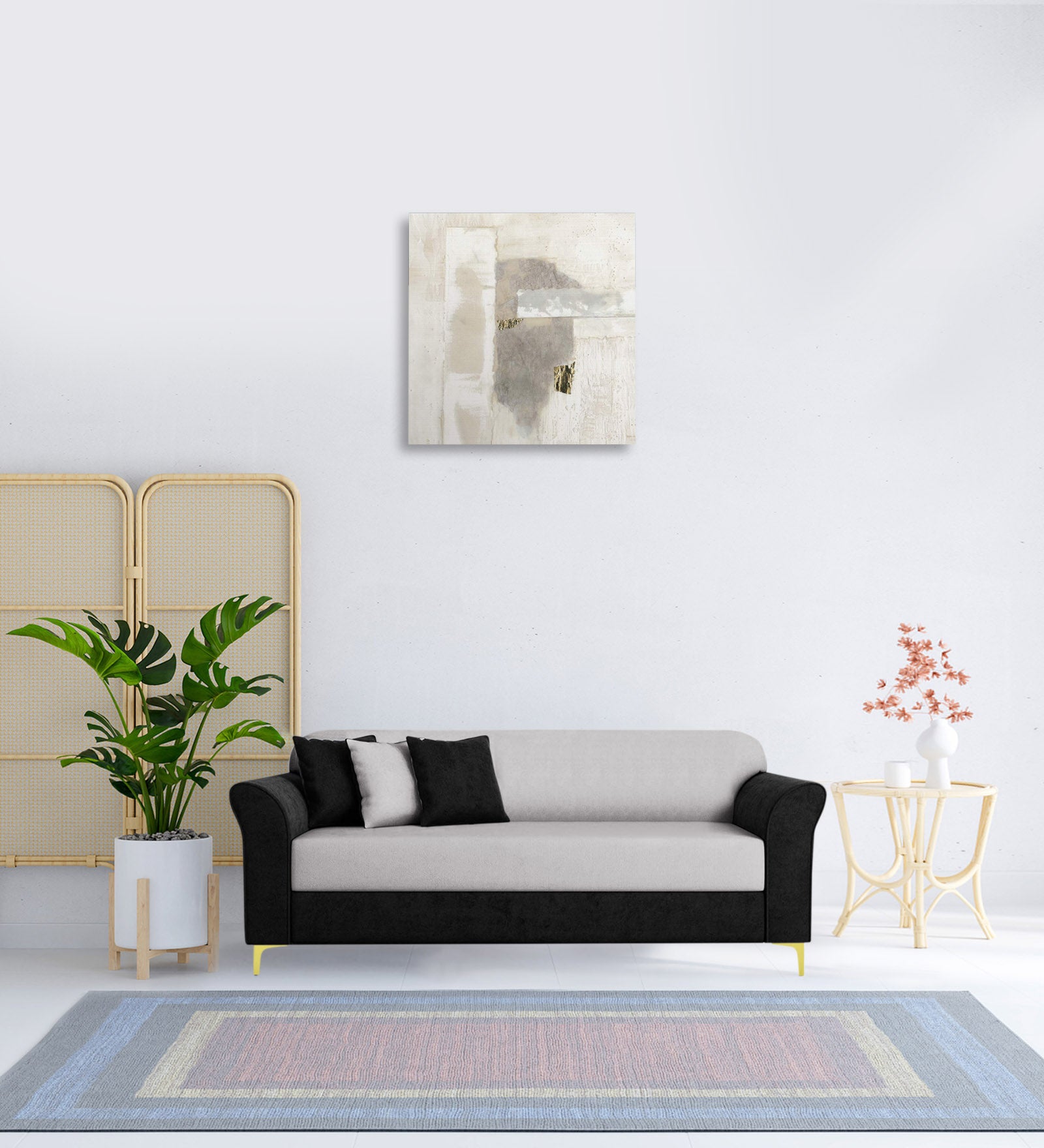 Jordan Velvet 3 Seater Sofa in Adam Black _ Concreate Grey Colour