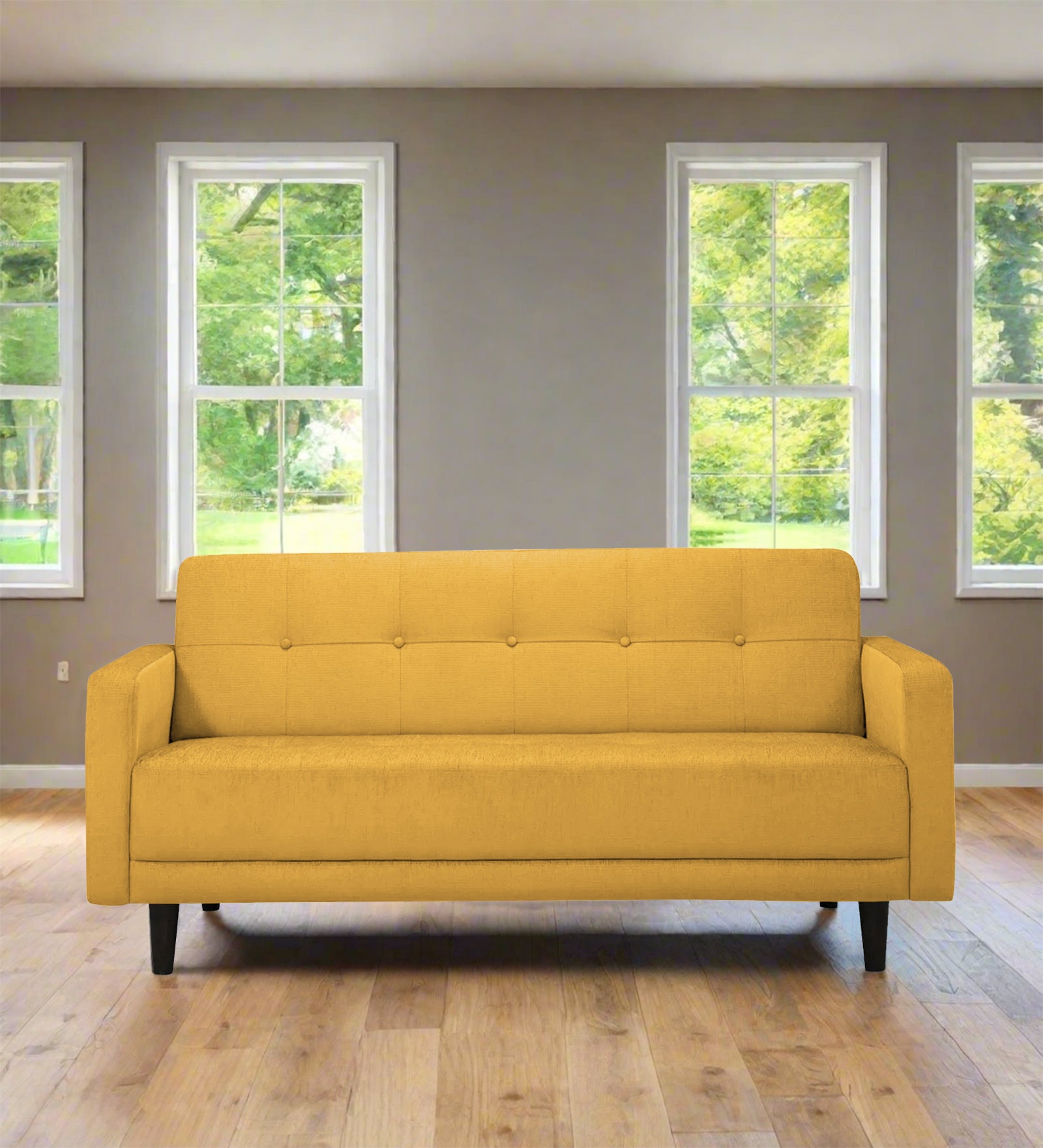 Noha Fabric 2 Seater Sofa In Bold Yellow Colour