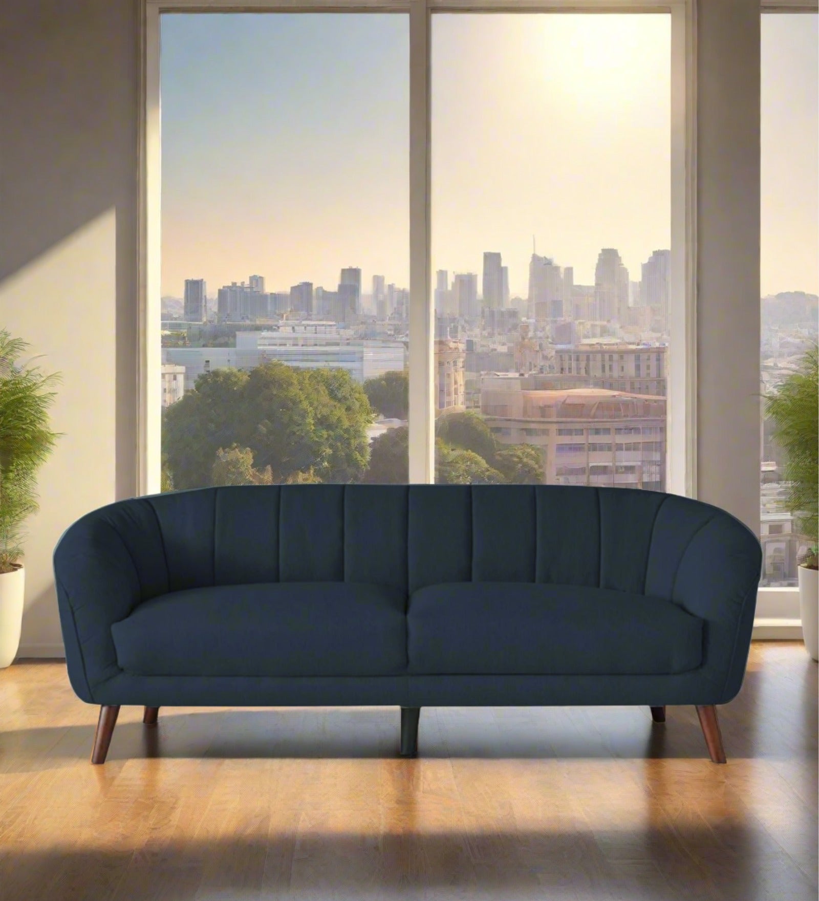 Benjamin Fabric 3 Seater Sofa in Denim Blue Colour