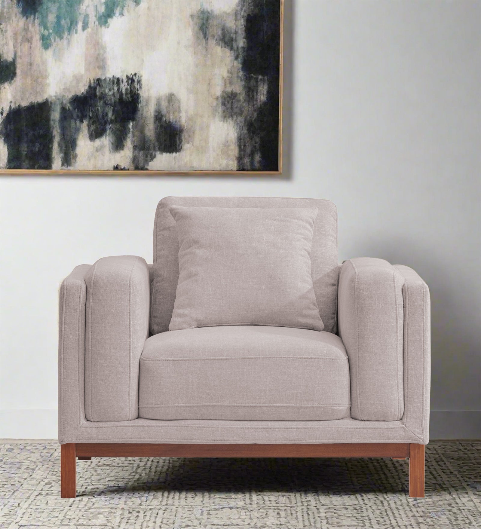 Borry Fabric 1 Seater Sofa in Almond Beige Colour