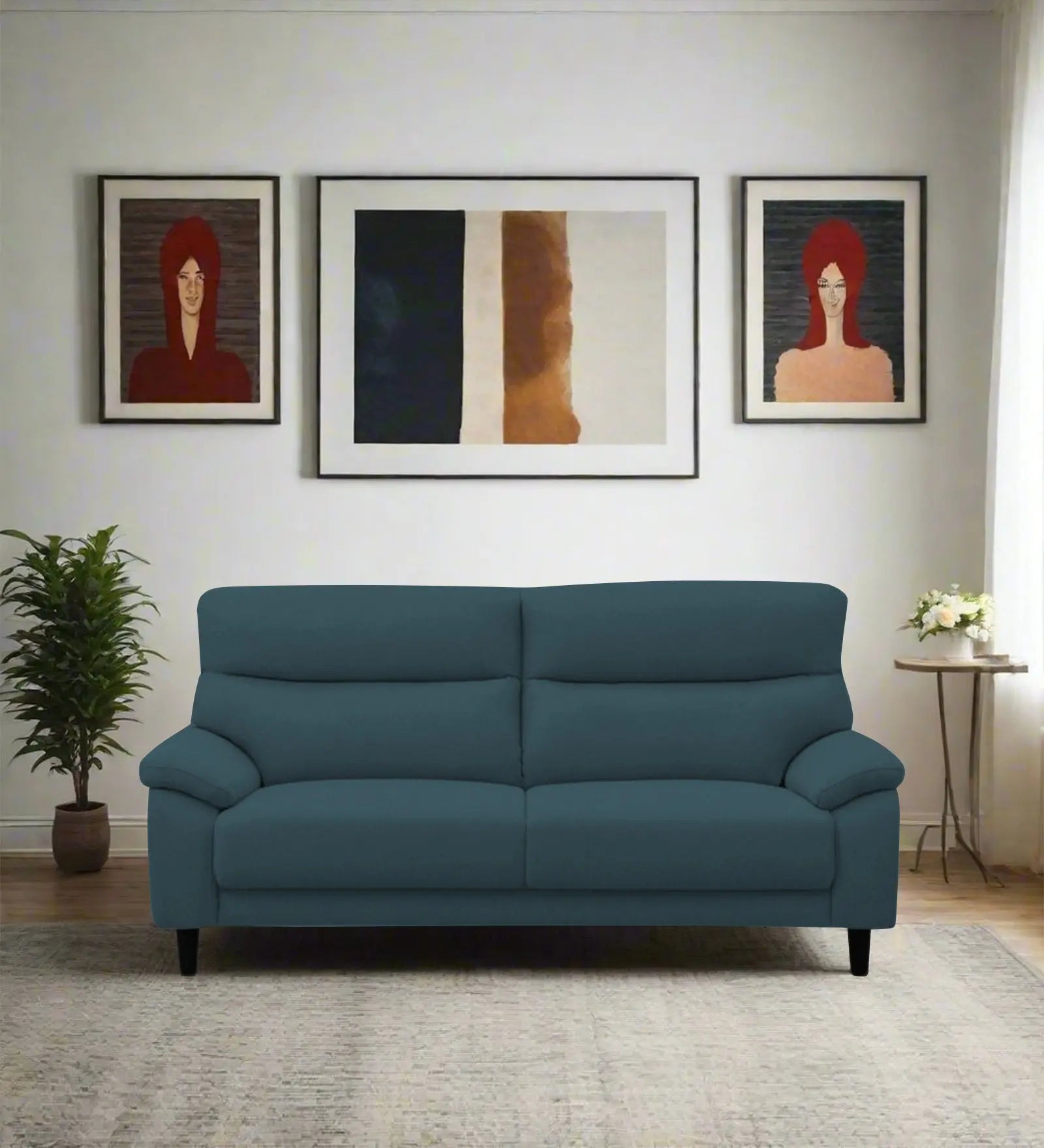 Zibby Fabric 2 Seater Sofa In Sea Blue Colour Febonic Living
