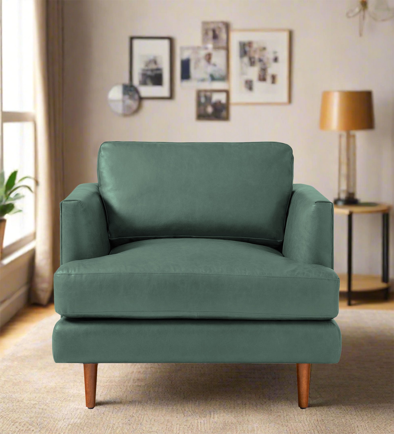 Sterio Leatherette 1 Seater Sofa In  Mint Green Colour - Febonic Living