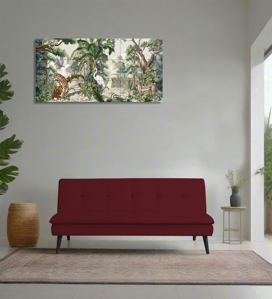 Toner  3 Seater Convertible  Cum Bed Fabric Sofa - Blood Maroon by Febonic Living