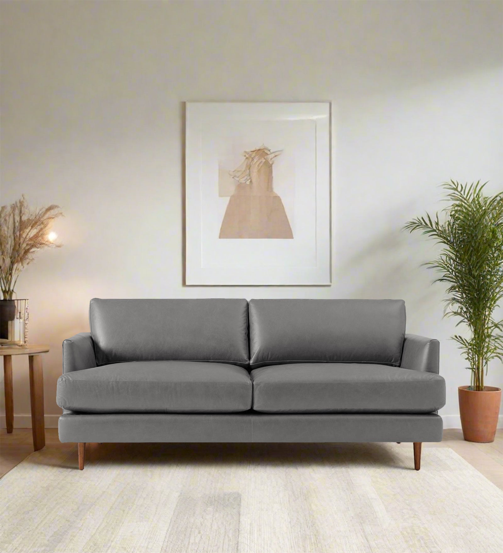 Sterio Leatherette 2 Seater Sofa In Dim Grey Colour - Febonic Living