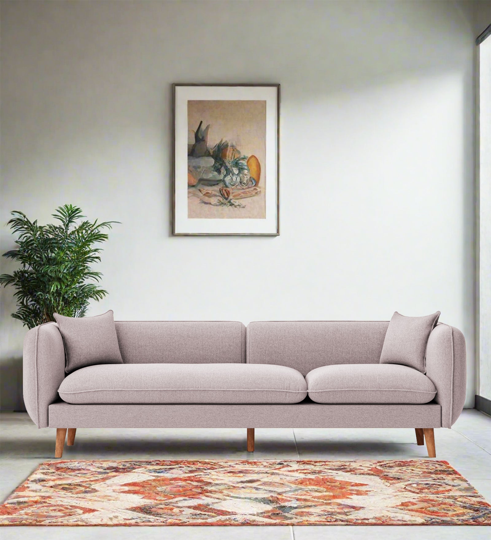 Reva Fabric 3 Seater Sofa In Orchid Beige Colour