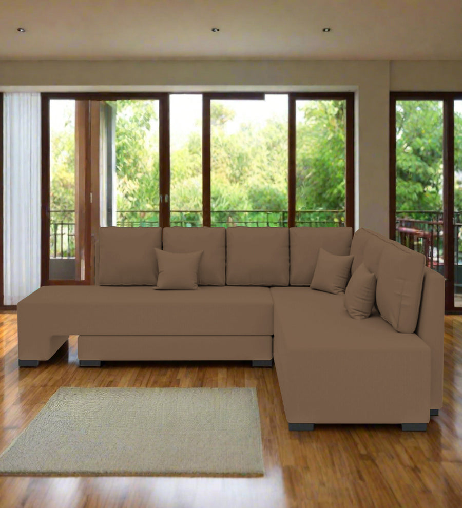 Corby  RHS 6 Seater Convertible  Cum Bed Velvet Sofa - Mocha Mouse by Febonic Living