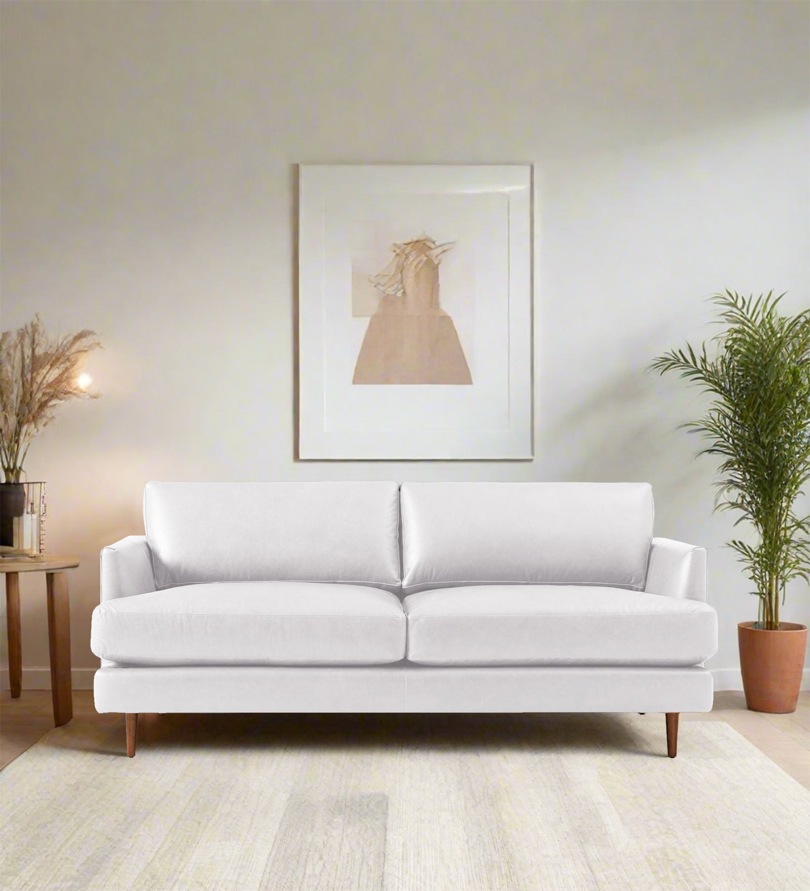 Sterio Leatherette 2 Seater Sofa In Cream White Colour - Febonic Living