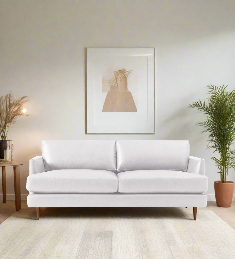Sterio  2 Seater Leatherette Sofa - Cream White by Febonic Living