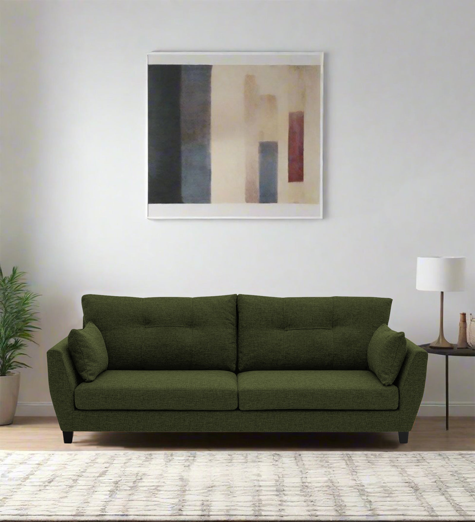 Mario Fabric 3 Seater Sofa in Olive Green Colour