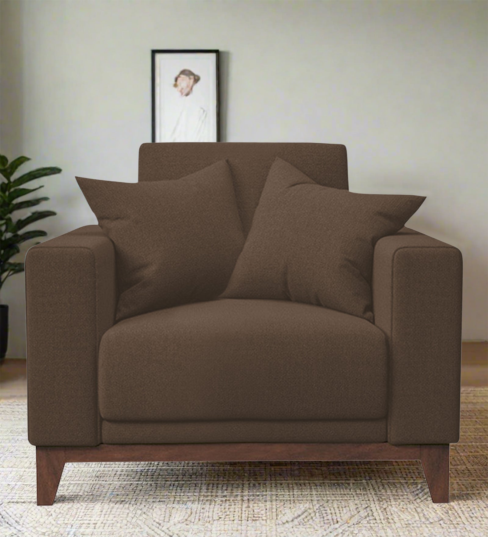 Luca Fabric 1 Seater Sofa in Rosy Brown Colour