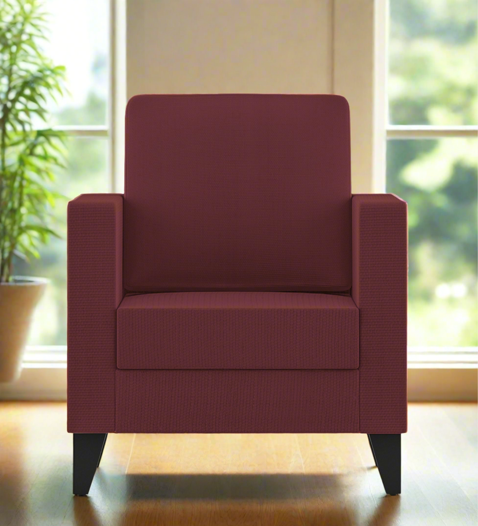 Nori Fabric 1 Seater Sofa In  Blaze Red Colour - Febonic Living