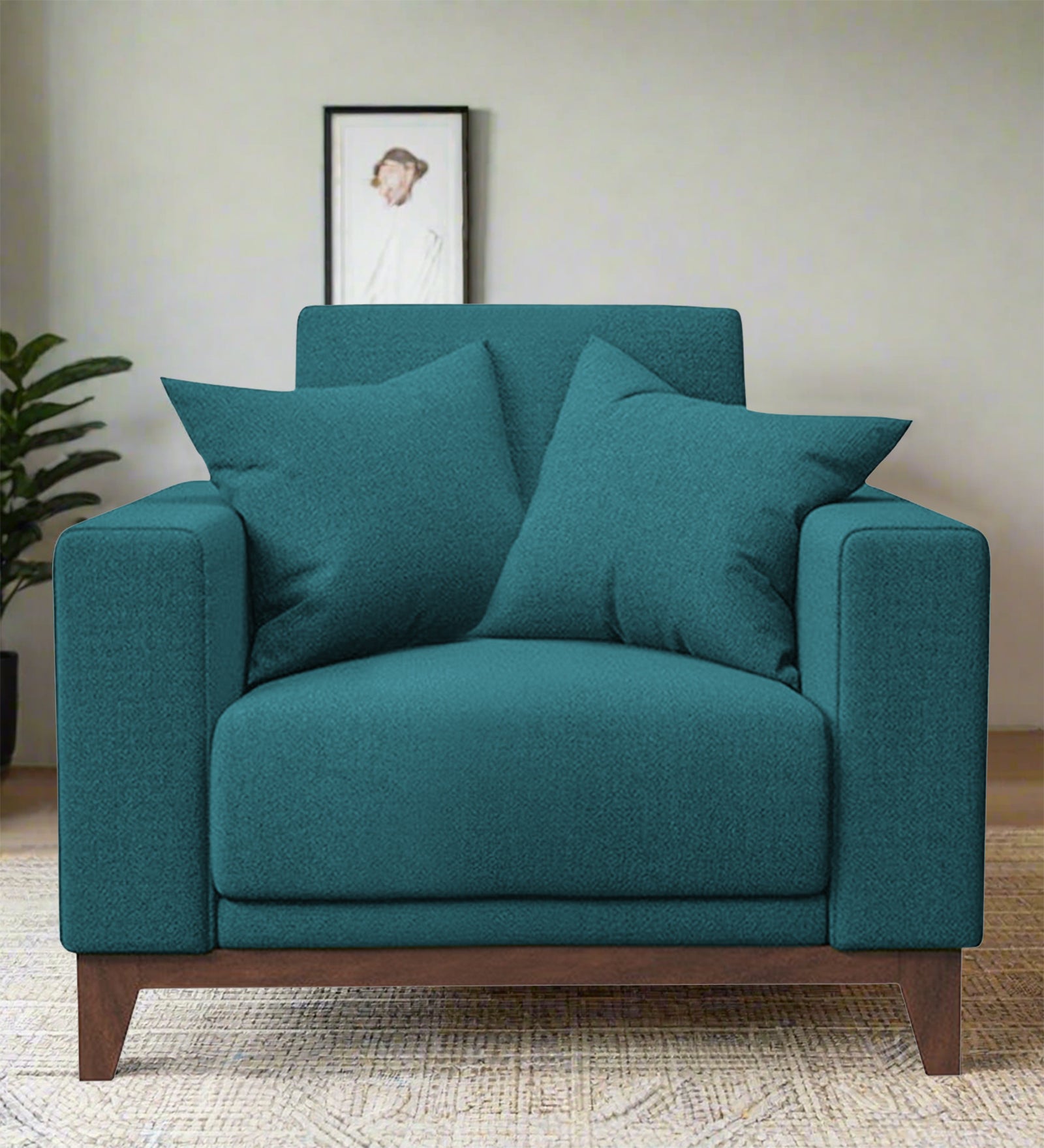 Luca Fabric 1 Seater Sofa in Aqua Blue Colour