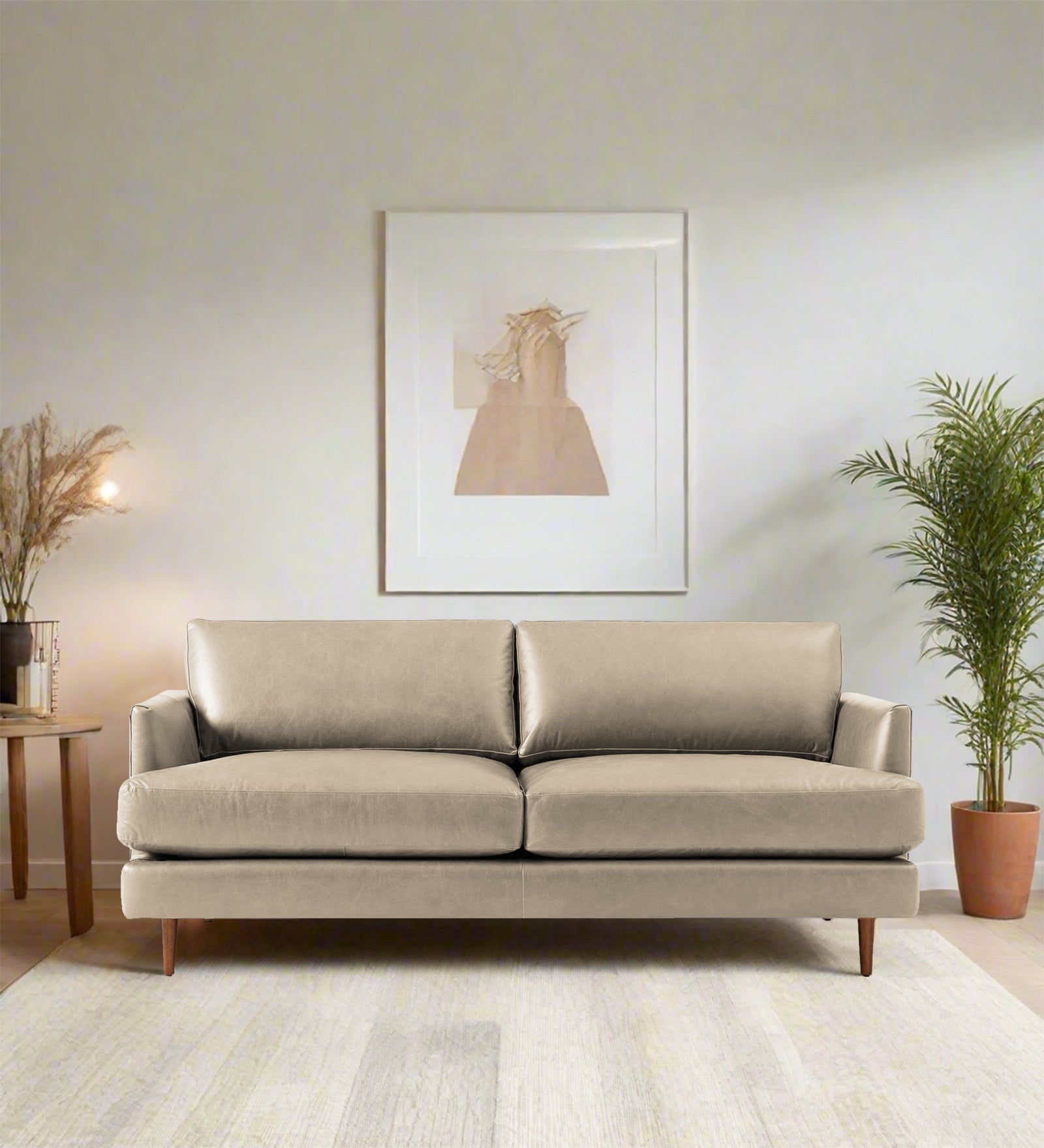 Sterio Leatherette 2 Seater Sofa In Marble Beige Colour - Febonic Living