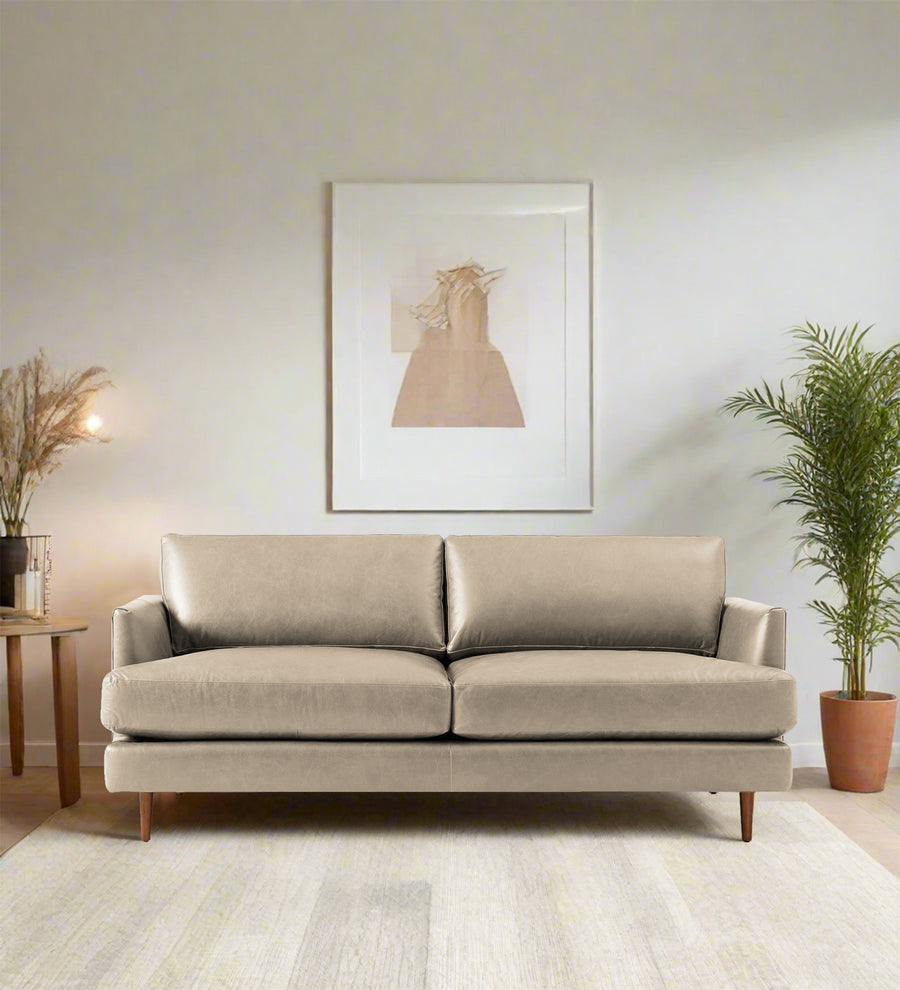 Sterio  2 Seater Leatherette Sofa - Marble Beige by Febonic Living