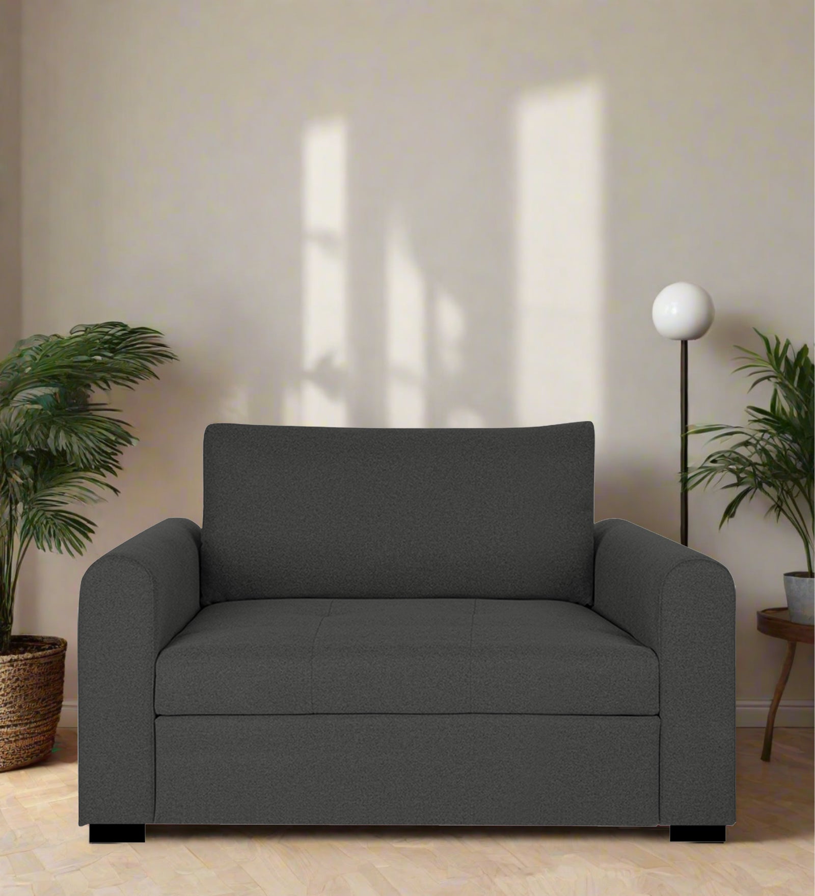 Sigma Fabric 1 Seater Sofa in Charcoal Grey Colour