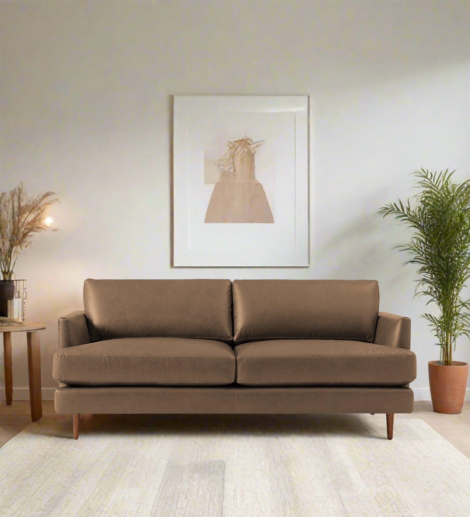 Sterio Leatherette 2 Seater Sofa In Husky Brown Colour - Febonic Living