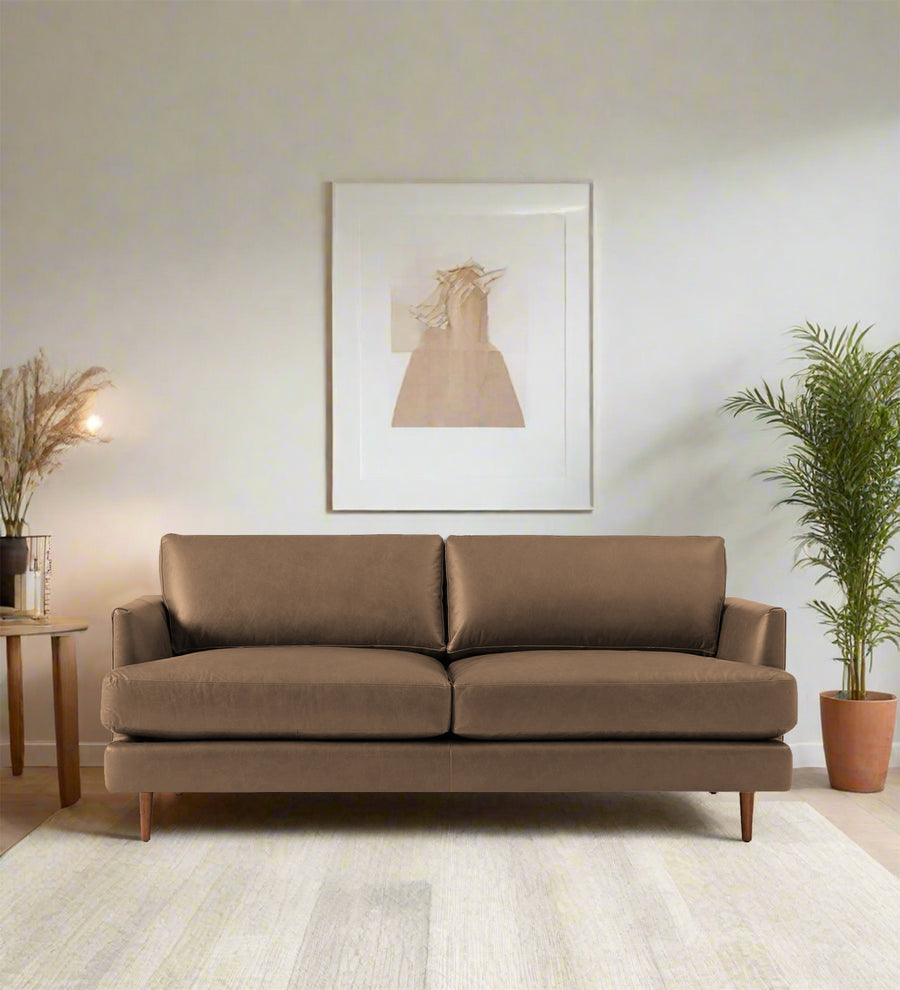 Sterio  2 Seater Leatherette Sofa - Husky Brown by Febonic Living