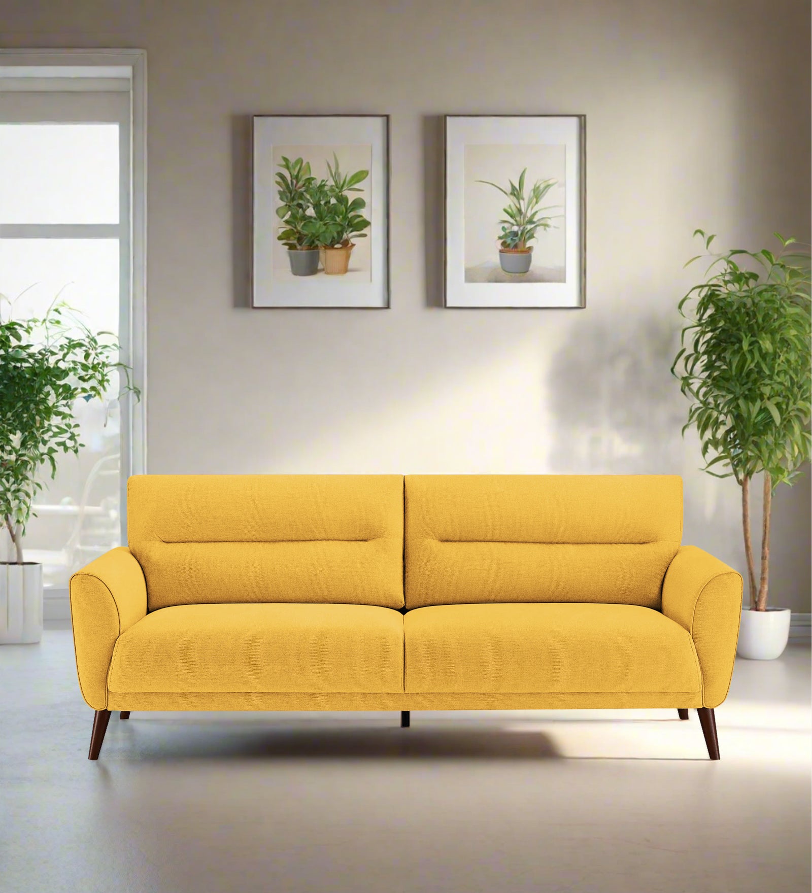 Castro Fabric 3 Seater Sofa in Bold Yellow Colour