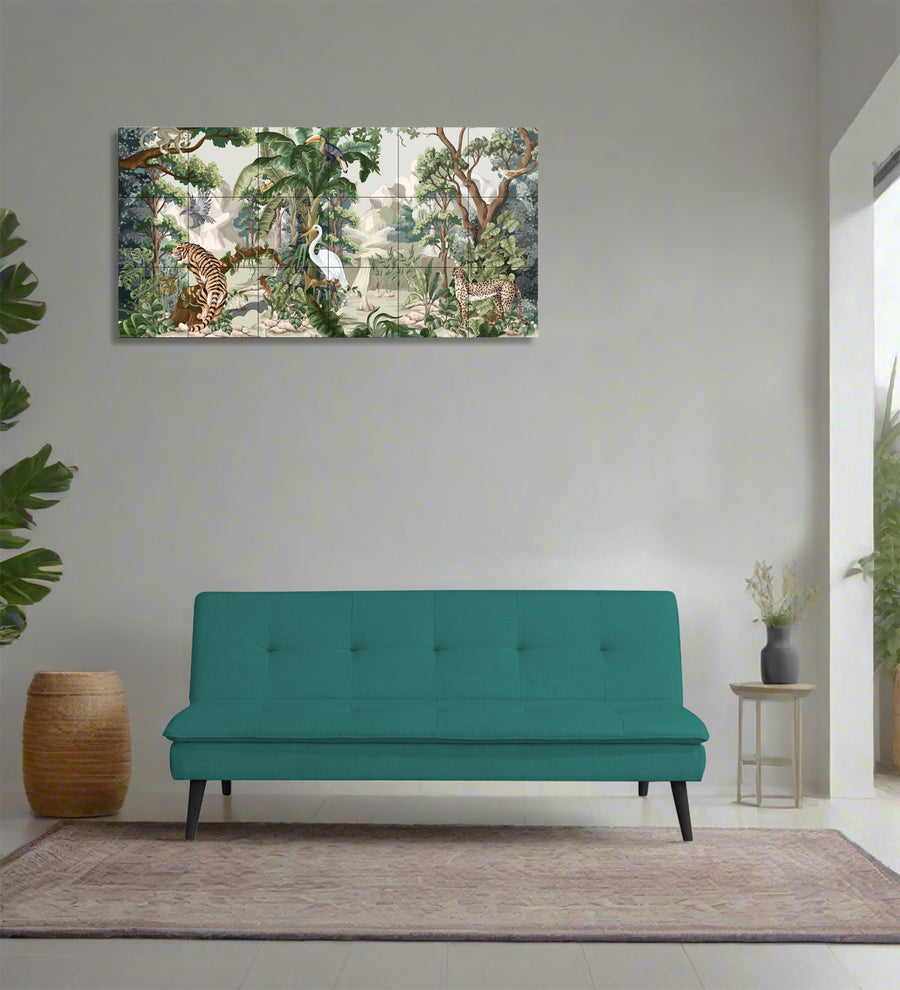 Toner  3 Seater Convertible  Cum Bed Fabric Sofa - Sea Green by Febonic Living