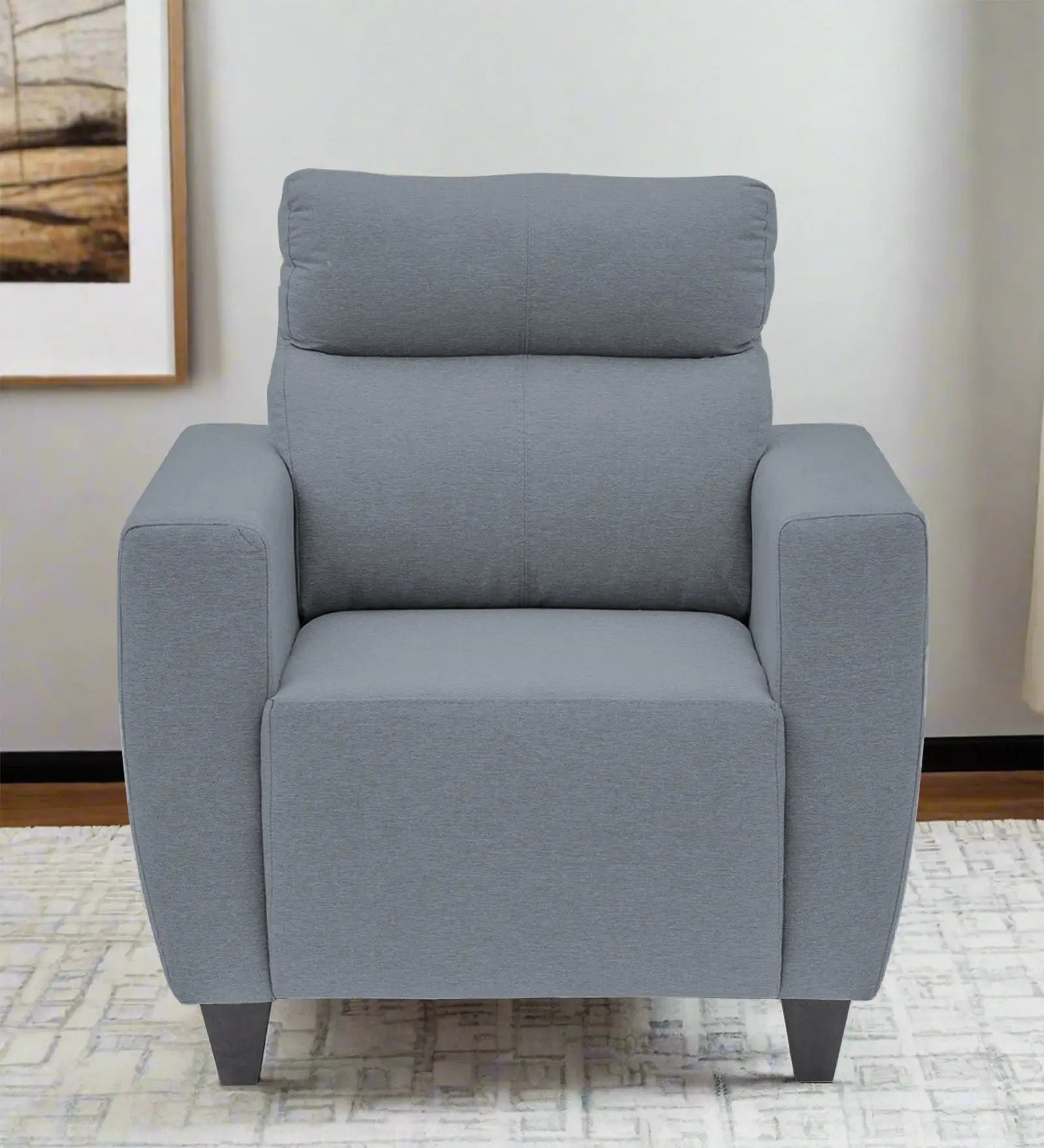 Burban Fabric 1 Seater Sofa In Winter Grey Colour Febonic Living