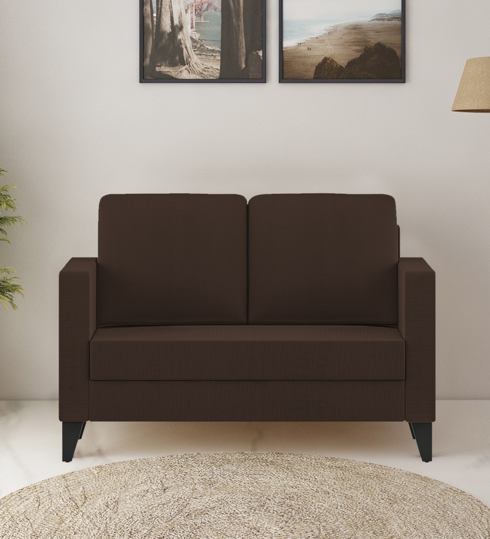 Nori Fabric 2 Seater Sofa In Cholocate Brown Colour