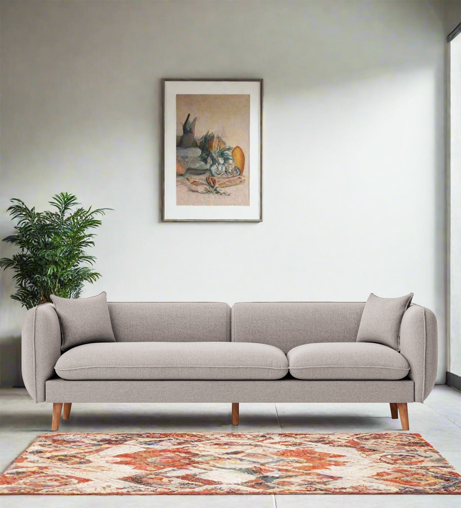 Reva Fabric 3 Seater Sofa In Storm Grey Colour