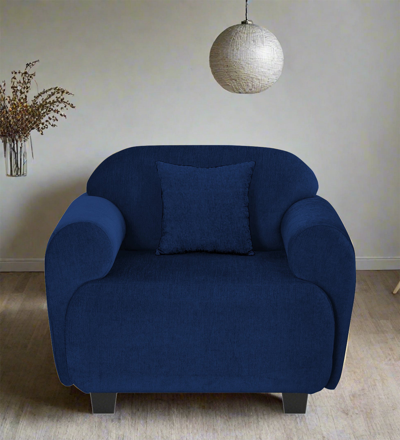 Apollo Fabric 1 Seater Sofa Royal Blue Colour