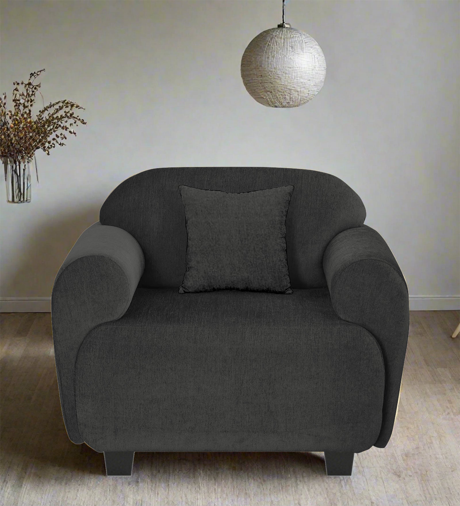 Apollo Fabric 1 Seater Sofa  Charcoal Grey Colour - Febonic Living