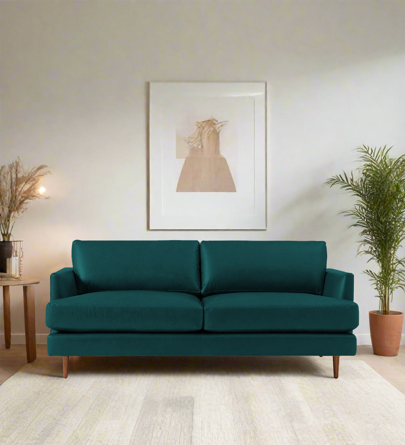 Sterio Leatherette 2 Seater Sofa In Peakcock Blue Colour - Febonic Living