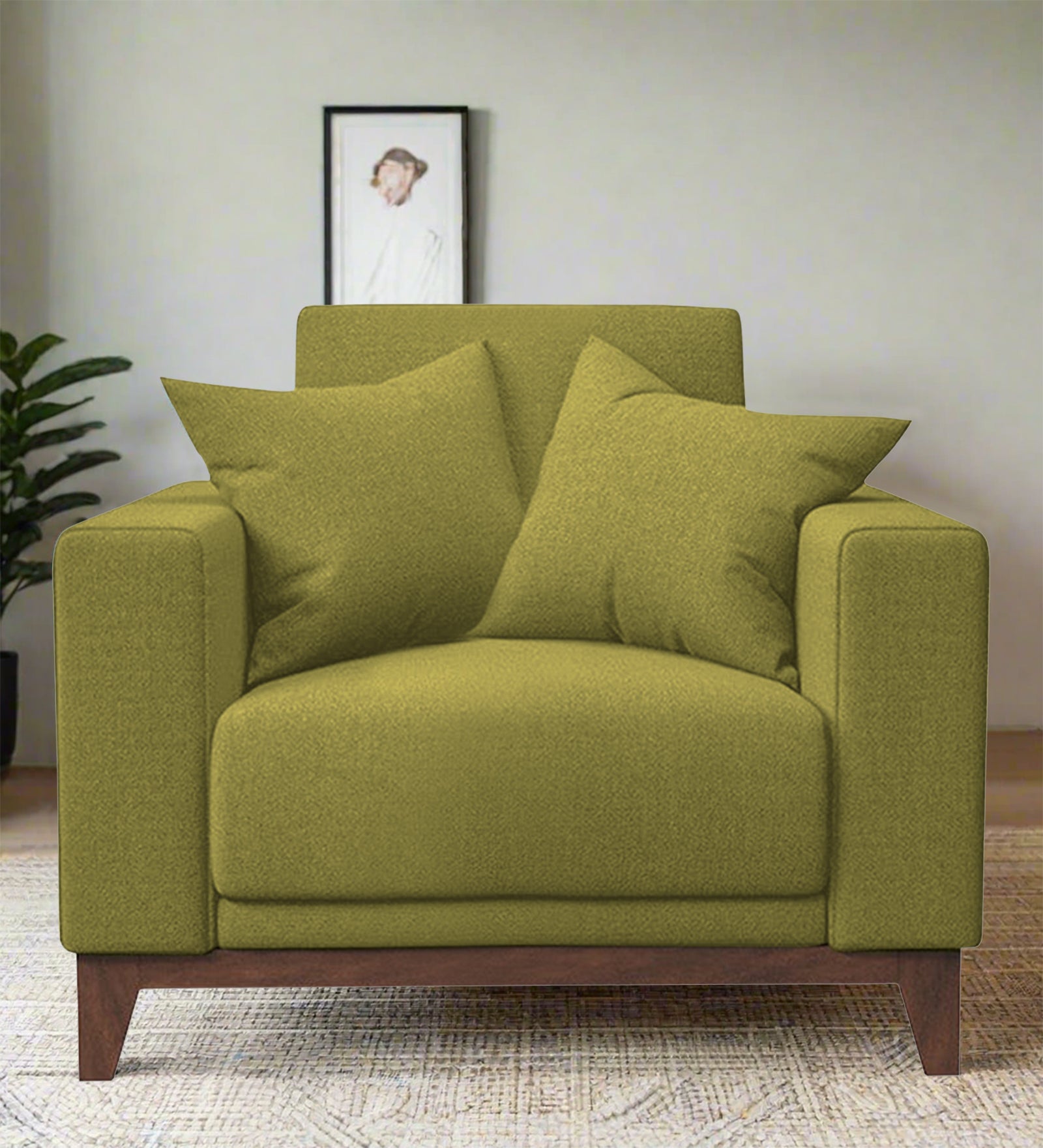 Luca Fabric 1 Seater Sofa in Kelly Green Colour