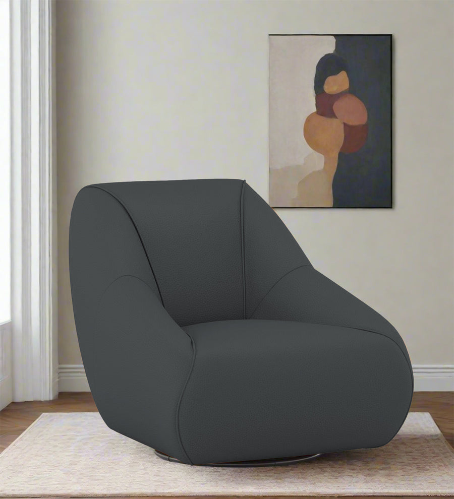 Willow  Swivel Leatherette Chair - Pepper Grey by Febonic Living