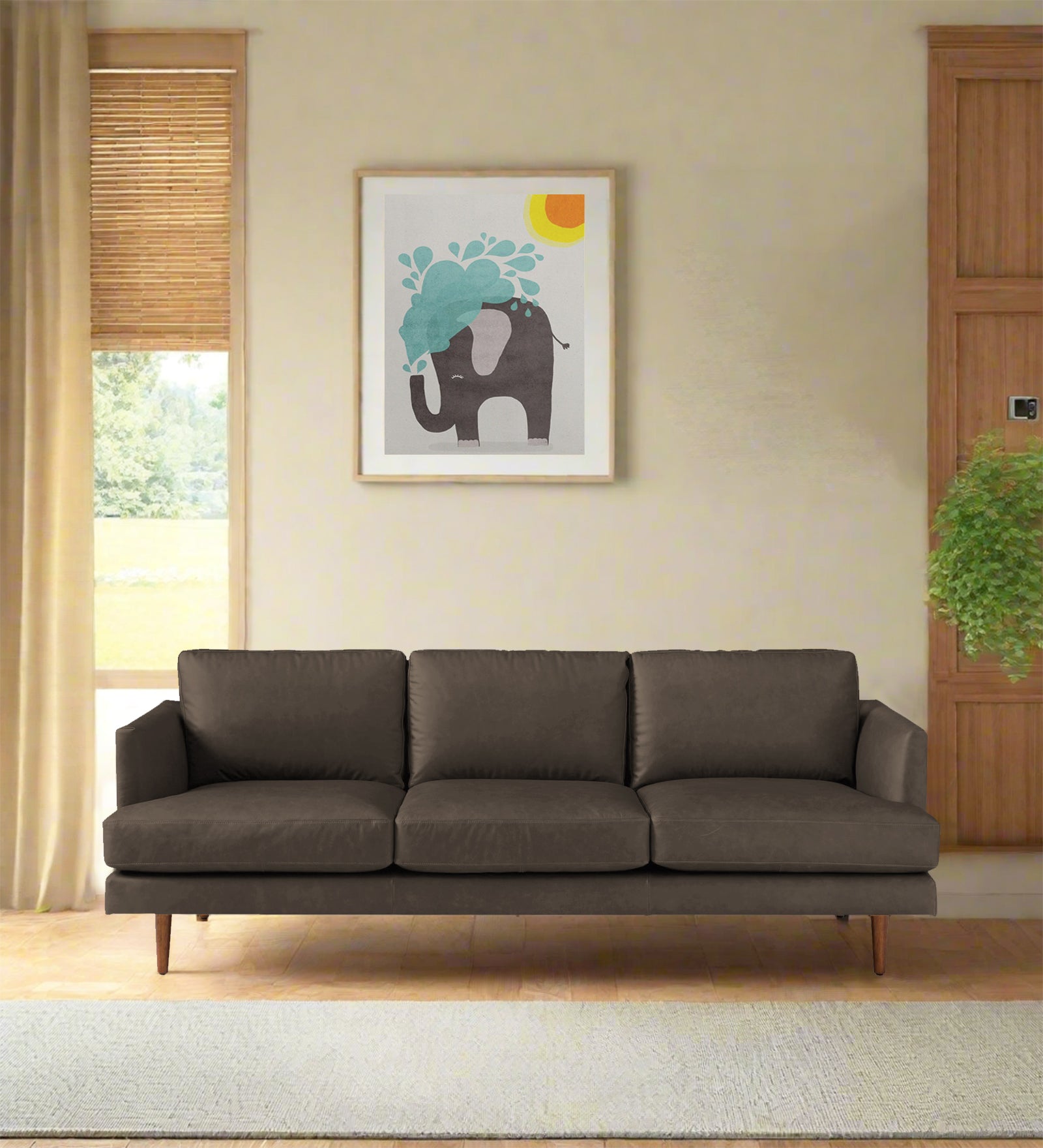 Sterio Leatherette 3 Seater Sofa in Peca Brown Colour