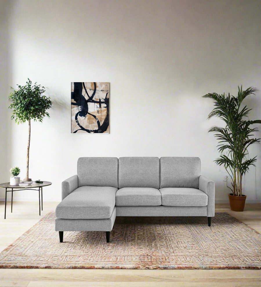 Romie  RHS  (2+Lounger) Fabric Sectional Sofa - Lit Grey by Febonic Living