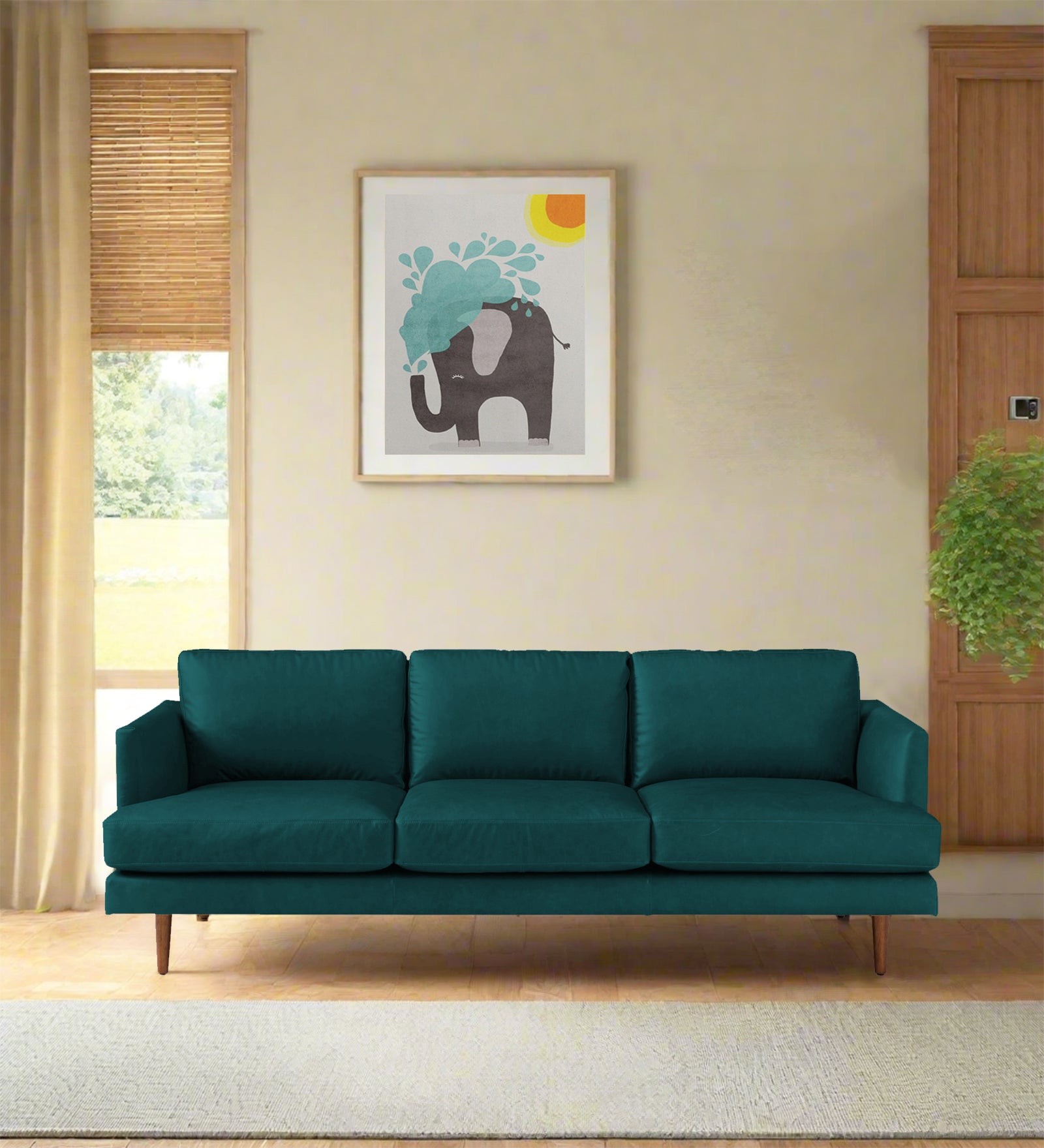 Sterio Leatherette 3 Seater Sofa in Peakcock Blue Colour