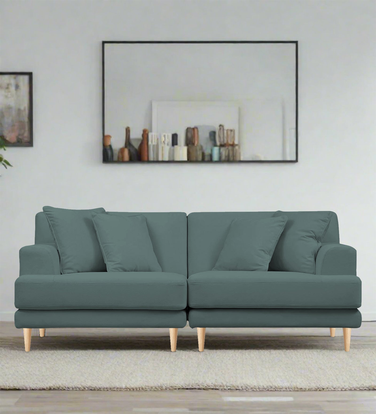 Woody Fabric 3 Seater Sofa in Pista Green Colour