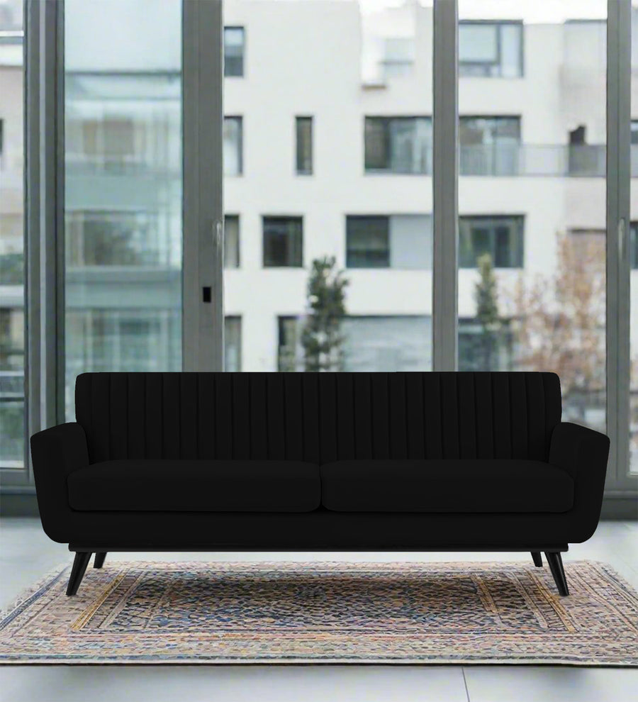 Tucker 3 Seater Velvet Sofa - Adam Black by Febonic Living