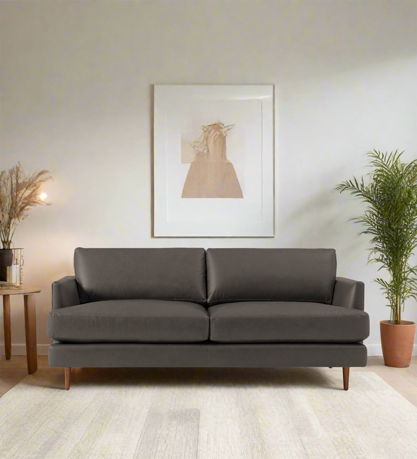 Sterio Leatherette 2 Seater Sofa In Shark Grey Colour - Febonic Living